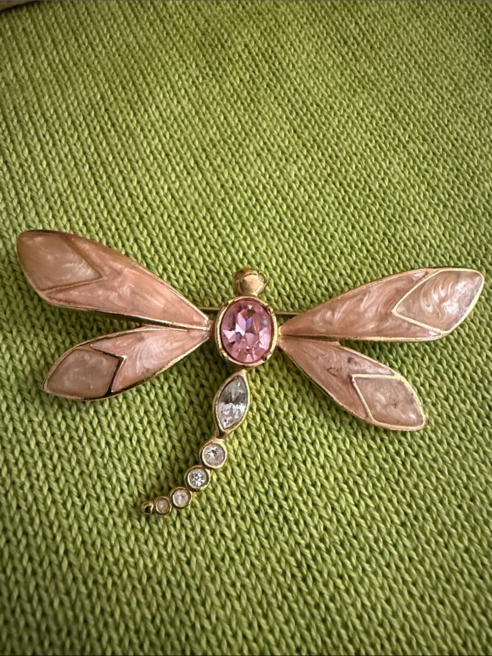 Pink Crystal Dragonfly Brooch